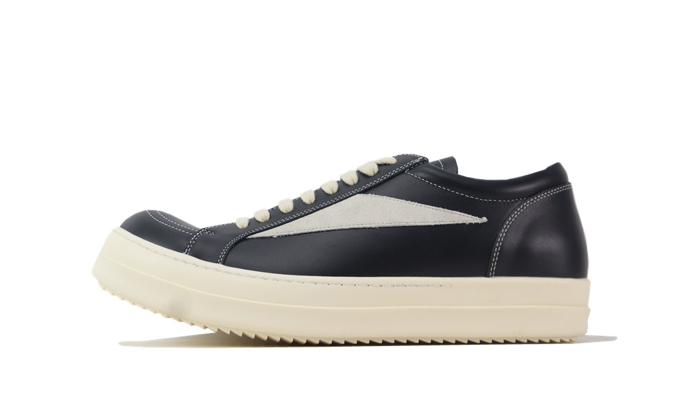 Rick Owens EDFU Vintage Sneaks Leather Black Milk White (Women's),Specials : Monicasneaker_monicasneakers