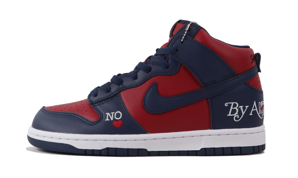 Supreme x Nike SB Dunk High By Any Means Navy Red